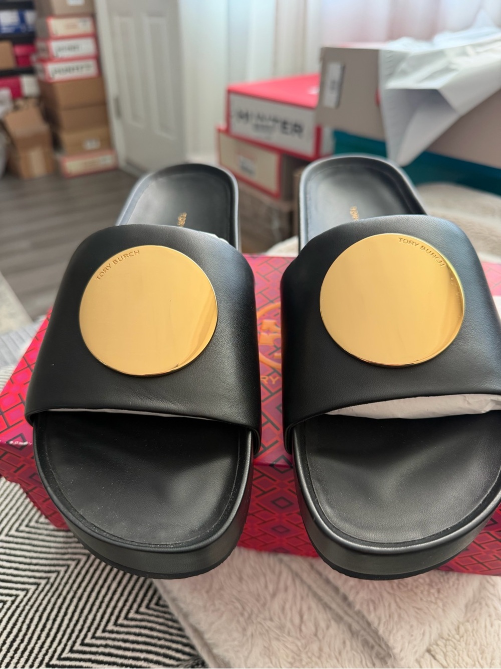 Tory Burch Women's Patos Slides, Perfect Black, 9 Medium US